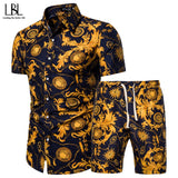 Pattern Tracksuit Men Summer Beachwear Men's Set 2020 Mens Two Piece Sets  5XL