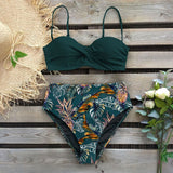 2020 Sexy Leaf Print Bikini Female Swimsuit