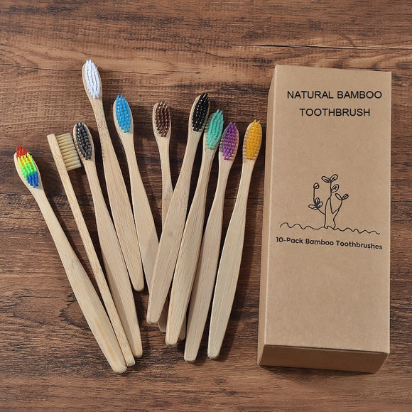 New design mixed color bamboo toothbrush Eco Friendly wooden Tooth Brush Soft bristle