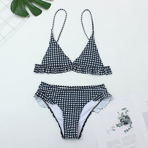 Plaid Sexy Women Bikini Set