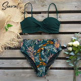 2020 Sexy Leaf Print Bikini Female Swimsuit