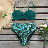 2020 Sexy Leaf Print Bikini Female Swimsuit