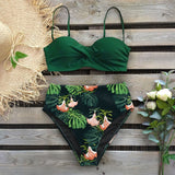 2020 Sexy Leaf Print Bikini Female Swimsuit