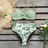 2020 Sexy Leaf Print Bikini Female Swimsuit