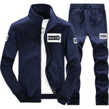 Tracksuits Men Polyester Sweatshirt Sporting Fleece 2020 Gyms Spring Jacket + Pants