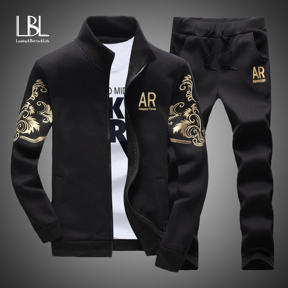 Men's Tracksuit Sportswear Sets 2 Piece Zipper Sweatshirt + Sweatpants