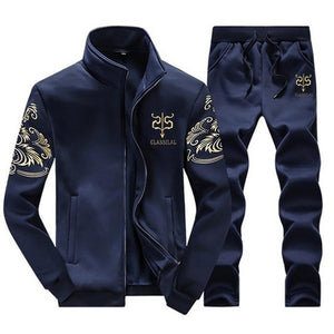 Men's Tracksuit Sportswear Sets 2 Piece Zipper Sweatshirt + Sweatpants