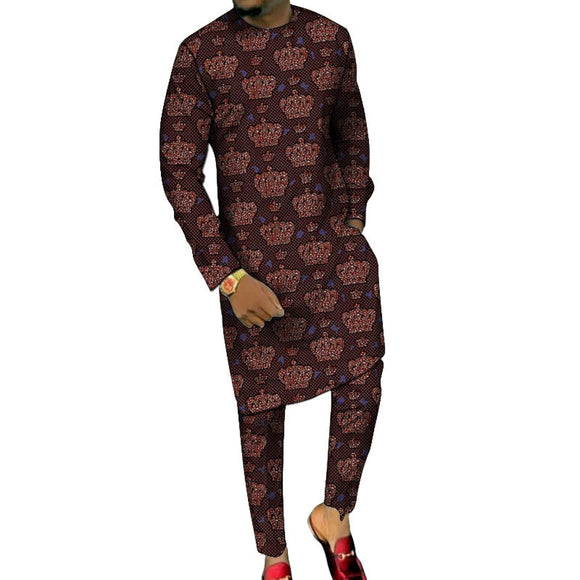 Dashiki print long shirts with trousers custom made pant sets African party clothes